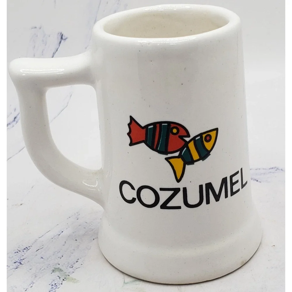 Cozumel Mexico Souvenir Miniature White Ocean Vintage Ceramic Toothpick Holder